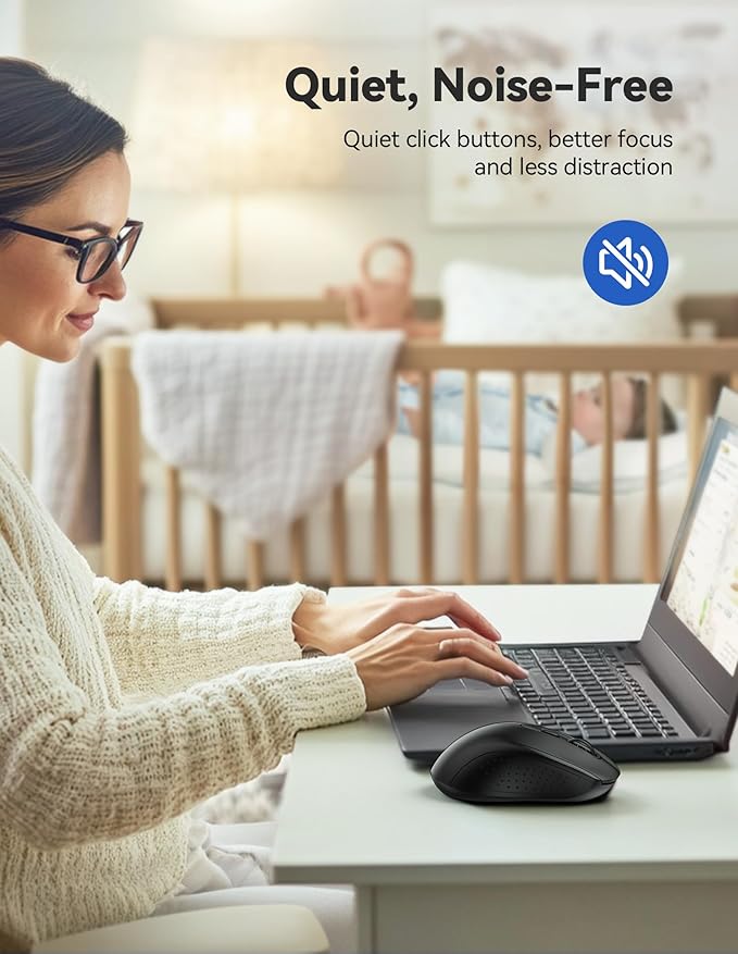 TECKNET Bluetooth Mouse (BT 5.0/3.0+2.4Ghz), 6-Level 4000 DPI Wireless Mice for Laptop, 2-in-1 Ergonomic Computer Portable PC Mouse, Silent Mouse with USB Receiver for Windows/Mac/PC/Notebook