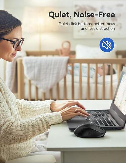 TECKNET Bluetooth Mouse (BT 5.0/3.0+2.4Ghz), 6-Level 4000 DPI Wireless Mice for Laptop, 2-in-1 Ergonomic Computer Portable PC Mouse, Silent Mouse with USB Receiver for Windows/Mac/PC/Notebook