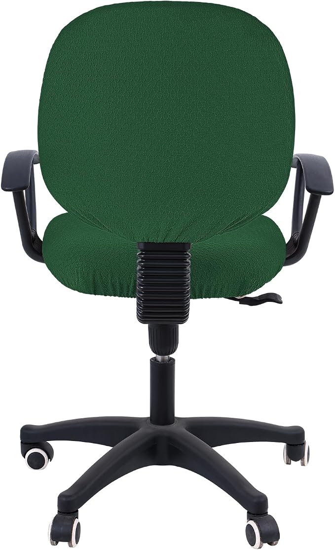 Smiry Stretch Jacquard Office Computer Chair Covers, Removable Washable Universal Desk Rotating Chair Slipcovers Protector, Seat + Backrest Cover, Emerald Green