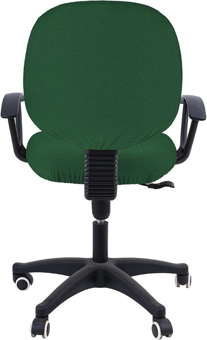 Smiry Stretch Jacquard Office Computer Chair Covers, Removable Washable Universal Desk Rotating Chair Slipcovers Protector, Seat + Backrest Cover, Emerald Green