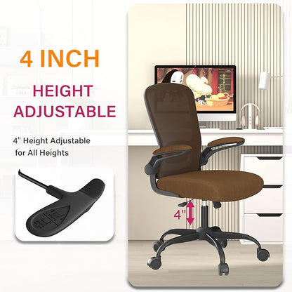 Mimoglad Office Chair, Ergonomic Desk Chair with Adjustable Lumbar Support, High Back Mesh Computer Chair with Flip-up Armrests-Task Chairs, Executive Chair for Home Office