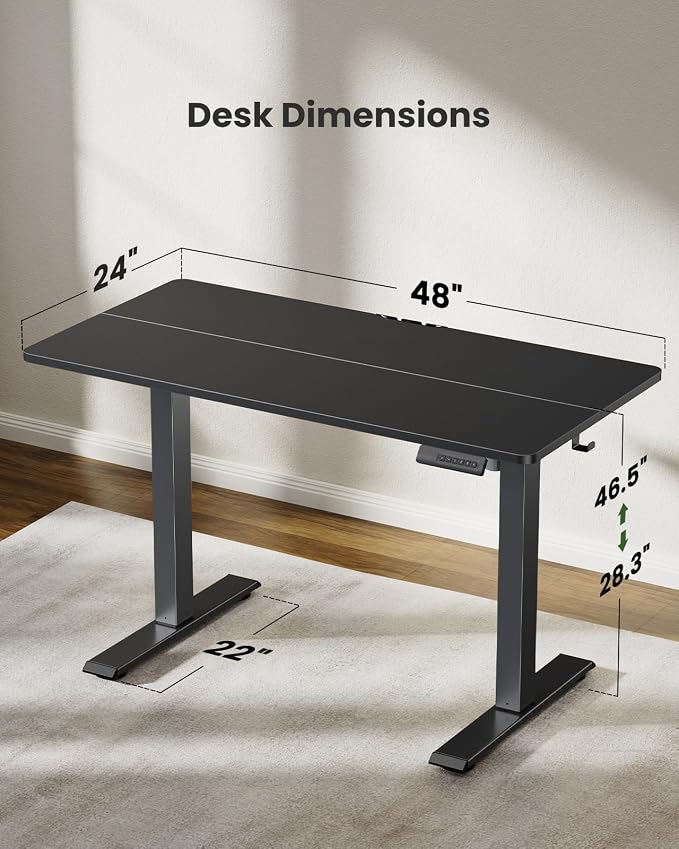 Marsail Standing Home Office Desks,Adjustable Heights Stand Up Desks,48x24 Inches Desktop Sit Stand Gaming Computer Desks for Study,Working,Writing,With 4 Memory Presets,Headphone Hook,Cable Organizer