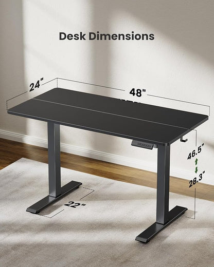 Marsail Standing Home Office Desks,Adjustable Heights Stand Up Desks,48x24 Inches Desktop Sit Stand Gaming Computer Desks for Study,Working,Writing,With 4 Memory Presets,Headphone Hook,Cable Organizer