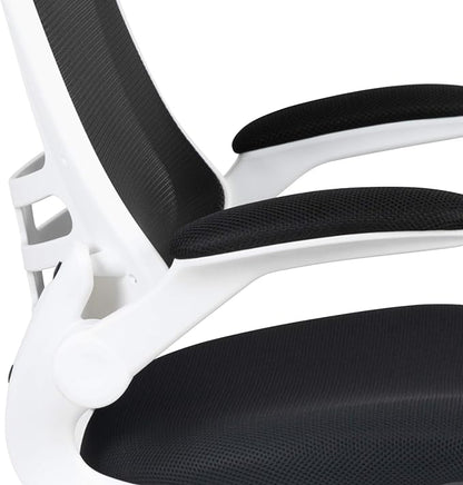 Flash Furniture Kelista Office Chair, Ergonomic, Mid-Back, White Frame, Black Mesh with Swivel