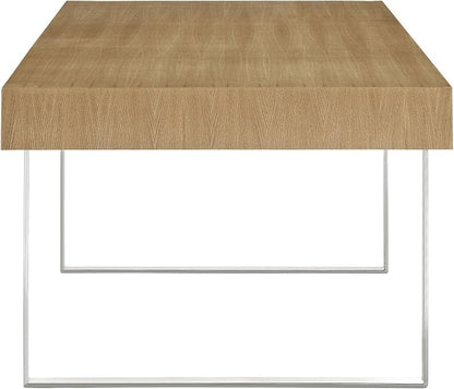 Modway Tinker Contemporary Modern Wood and Stainless Steel Office Desk With Two Drawers in Natural
