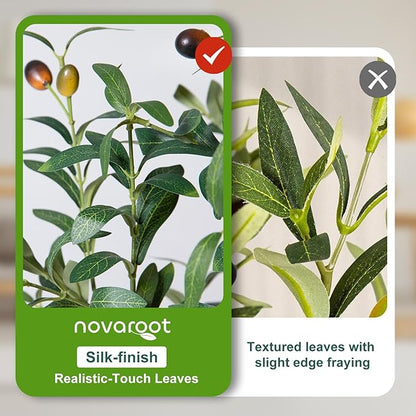 Olive Trees Artificial Indoor, 5FT Tall Faux Olive Tree with Moss and Planter, Artificial Plants Indoor with Natural Wood Trunk and Lifelike Fruits, Fake Tree for Home Office Living Room Decor