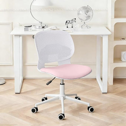Home Office Chair, Armless Mid-Back Computer Desk Chair with Breathable Backrest and Padded Cushion, Height Adjustable Swivel Ergonomic Task Chair for Home, Work, Study