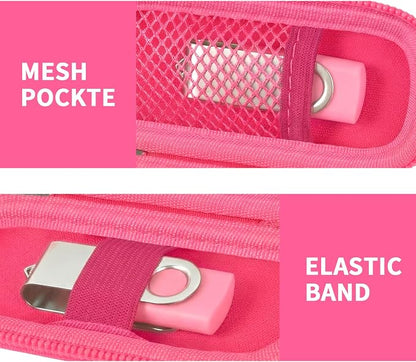 USB Flash Drive Case, SD Card Holder Compatible with Thumb Drive, Memory Cards, SDXC SDHC Storage Bag, Electronic Accessories Organizer for SanDisk for Samsung for Inland (Rose Red)