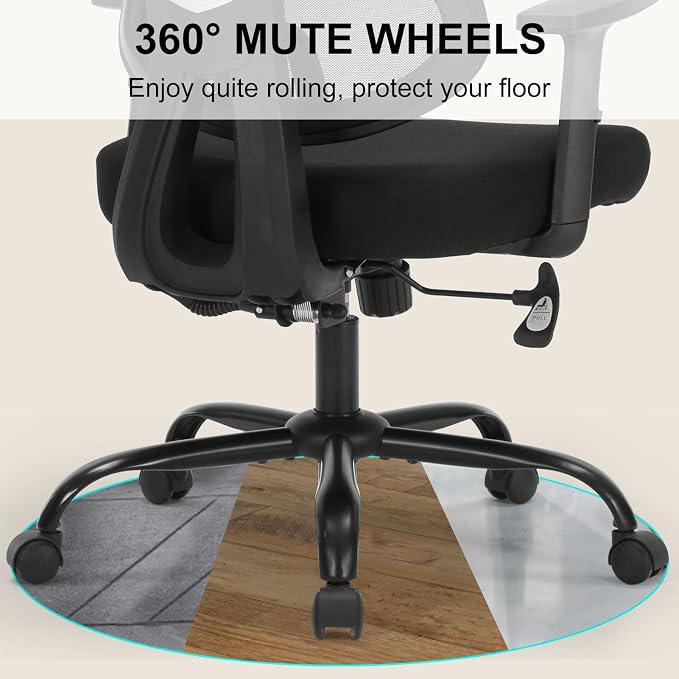 Executive Office Chair, Ergonomic High Back Mesh Desk Chair with Adjustable Height & Armrests, Lumbar Support Swivel Task Chair, 350LBS Executive Computer Chair for Home Office Study Meeting