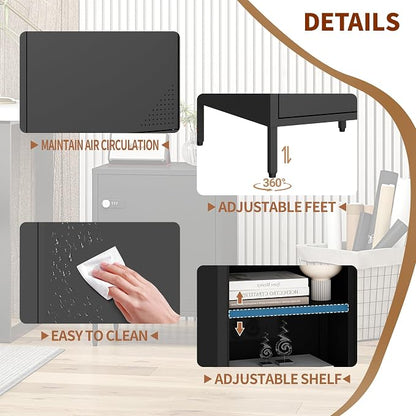 Steehoom Locker Nightstand with Lock and Adjustable Shelf, Dorm Lockable Cabinet Metal Bedside Table with Digital Combination Lock, Secure Storage End Table for Bedroom Office (Black)