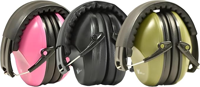 Earmuff hearing protection with low profile passive folding design 26dB NRR and reduces up to 125dB