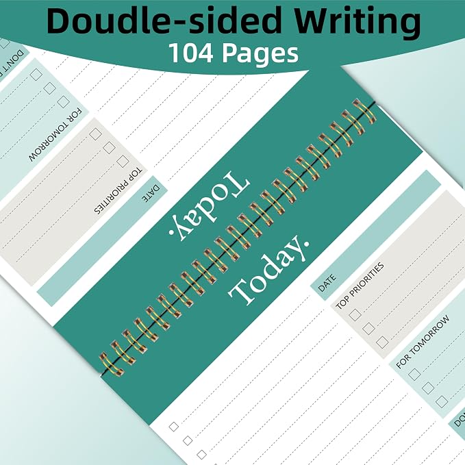 GOLDPEI To Do List Notepad - Daily Planner Notepad Undated 52 Sheets Tear Off, 6.5" x 9.8" Checklist Productivity Organizer with Hourly Schedule for Tasks