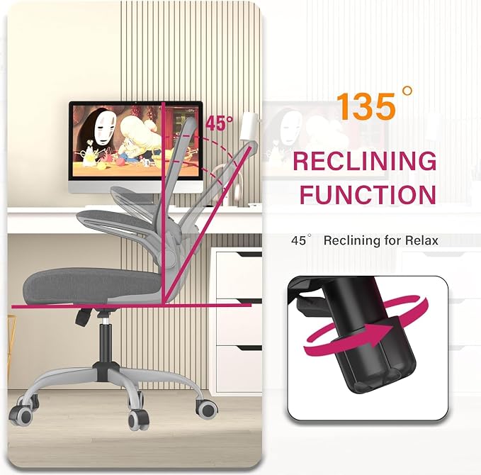Mimoglad Office Chair, Ergonomic Desk Chair with Adjustable Lumbar Support, High Back Mesh Computer Chair with Flip-up Armrests-BIFMA Passed Task Chairs, Executive Chair for Home Office