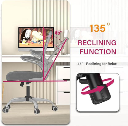 Mimoglad Office Chair, Ergonomic Desk Chair with Adjustable Lumbar Support, High Back Mesh Computer Chair with Flip-up Armrests-BIFMA Passed Task Chairs, Executive Chair for Home Office