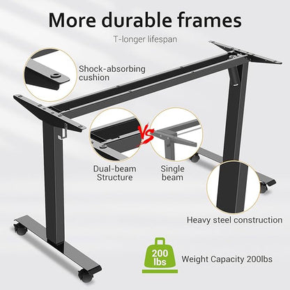 farexon Electric Standing Desk Adjustable Height, 71 x 28 Inch Sit Stand up Desk with Large Mouse Pad, Double Metal Hook,4 Wheels,4 Memory Preset Heights Home Office Computer Desk,Black