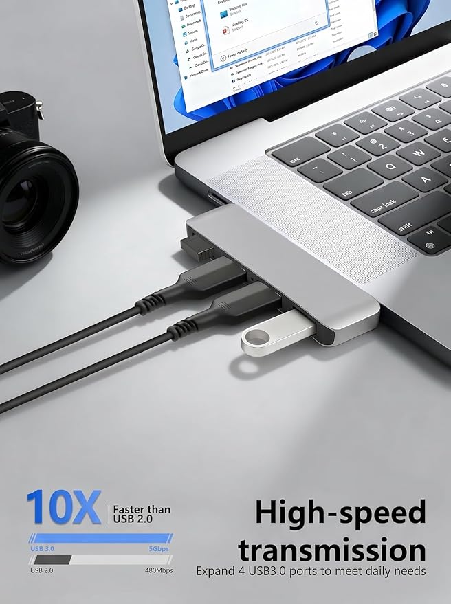 USB 3.0 Hub | Premium USB Hub for Laptops Cable-Free Plug-and-Play Design, Seamlessly Integrated with Your Device Wide Compatibility with Laptops, Desktops and Most USB-Enabled Devices