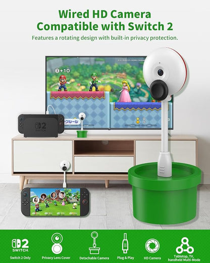 HD Camera for Switch 2, USB Video Camera for Nintendo Switch 2 | Video Game Camera for Switch 2, Privacy Sliding Lens Cover, Plug and Play, Auto Recognition, Cute Lollipop Design