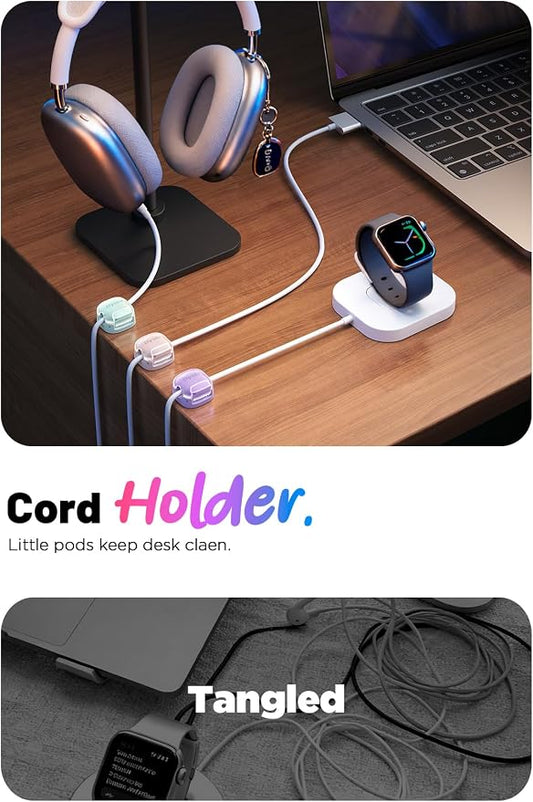 8 Pack Cable Clips, Cord Organizer [1s Lock] Cute Spring Cord Holder for Nightstand Desk Car, Girls College Dorm Room Essentials, Home Office Desk Accessories for Women Cubicle Decor, School Supplies