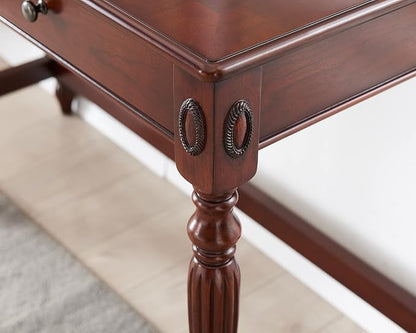 Desks with Drawers, 46" Home Office Desk with Stable Solid Wood Pedestral Legs, Vintage/Classic Style Computer Desk with Large Workstation for Home Office, Living Room Study or Workspace