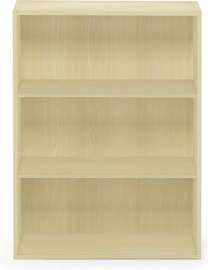 Furinno PASIR Book Shelf, 3-Tier Bookshelf, Storage Shelves Bookcase, 9.7 x 23.7 x 31.5, for Living Room, Bedroom, Home Office, Maple