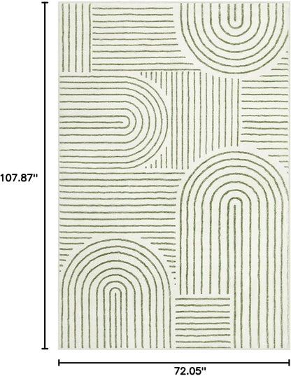 Lahome Abstract 6x9 Area Rugs, Soft Boho Rug for Living Room Bedroom, Ultra-Thin Non Slip Boho Green Washable Throw Carpet for Dining Room Office Darrell, Green