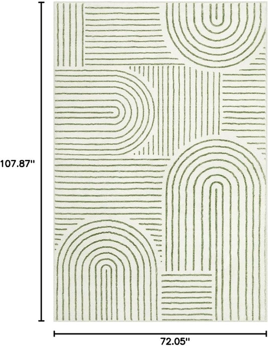 Lahome Abstract 6x9 Area Rugs, Soft Boho Rug for Living Room Bedroom, Ultra-Thin Non Slip Boho Green Washable Throw Carpet for Dining Room Office Darrell, Green