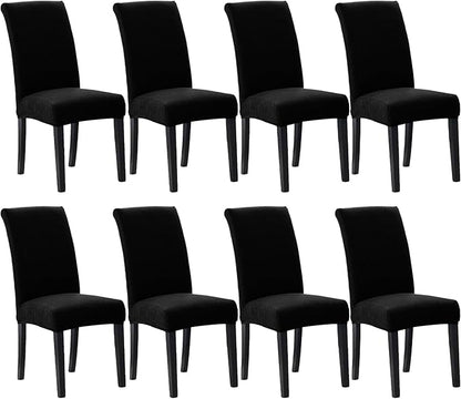 Stretch Chair Covers for Dining Room Set of 8, Removable Washable Dining Room Chair Covers, Dining Chair Slipcovers Seat Protector, Great Decor for Home and Banquet (Black, 8 Pack)