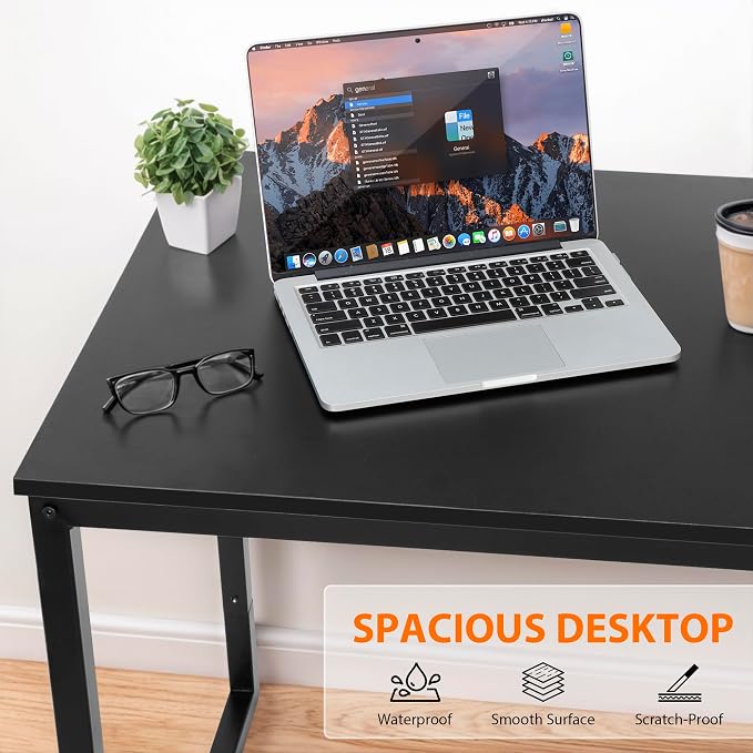 ZenStyle Computer Desk 55" Large Office Desk Computer Table Laptop PC Simple Study Writing Desk for Home Office, Black