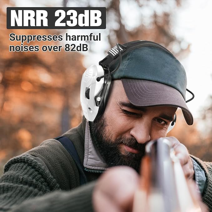 Electronic Shooting Ear Protection w/Gel Pads, 23dB NRR Active Noise Reduction & 3X Amplification Headset for Shooters