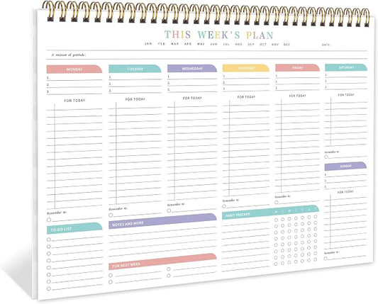 Weekly To Do List Notepad from Monday to Sunday Planning for 1 year, 8.5" x 11" Daily Planner for ADHD, Adults & Teens, Desk Schedule Journal with Habit Tracker for Work, Home, School, and Daily Chores