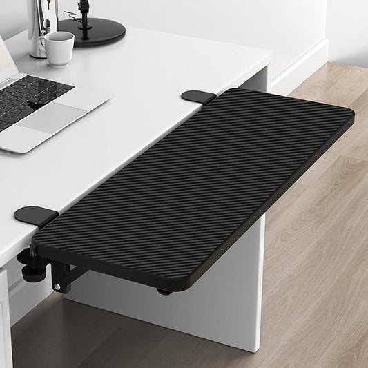 Computer Desk Extender 29.5" x 9.45" Table Arm Elbow Support Collapsible Keyboard Tray for Square Tabletop - Carbon Fiber