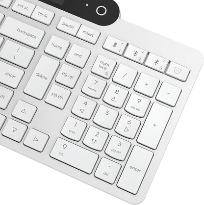 Lenovo 800 Self-Charging Bluetooth Keyboard, Uses Ambient Light for Charging, Bluetooth 5.1, Supports 3 Devices, Battery Free, Wireless, White
