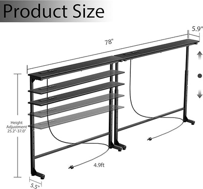 Keelian 78 inch Narrow Console Table with Outlet,Adjustable Height(25"-37") Behind Sofa Table,Couch Behind Table Skinny,Couch Shelf with Charging Station,Long Entryway Table for Living Room,Black