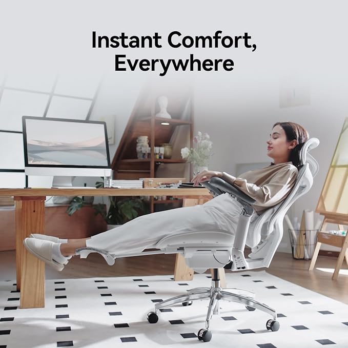 SIHOO Doro C300 Pro Ergonomic Office Chair with Footrest, Ultra-Soft 6D Armrests, Dynamic Lumbar Support, Seat Depth Adjustment and Adjustable Backrest, Big and Tall Desk Chair 2 Packs (Grey)