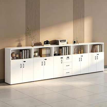 File Cabinet with Password Lock, Wood Lateral Filing Cabinet for Letter/A4 Files, 3 Drawer with Door, Printer Stand with Open Shelves for Home Office