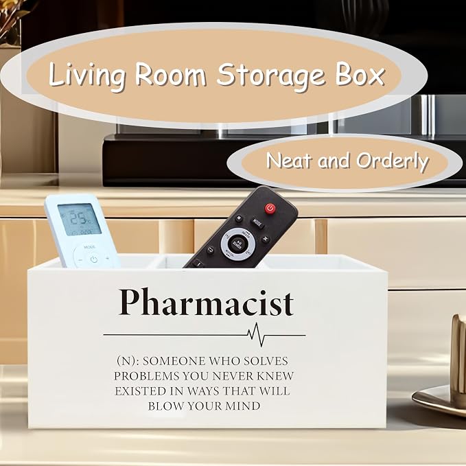 Pharmacist Gifts Pen Pencil Holder Organizer for Desk, Pharmacy School Students Graduation Gifts Wooden Box Block Sign for Office Home Tabletop Decor, Medical Gifts