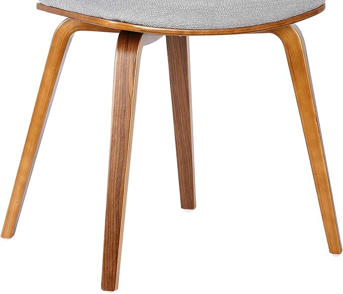 Armen Living Jaguar Mid-Century Dining Chair in Walnut Wood and Gray Fabric - Set of 6