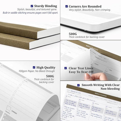 Weekly Dashboard Desk Pad with 55 Undated Sheets - A4 Minimalist Task To-Do List Notepad with Daily Checklist, Priority, Habit Tracker & Notes - ADHD Cleaning Planner for Adults to Improve Productivity