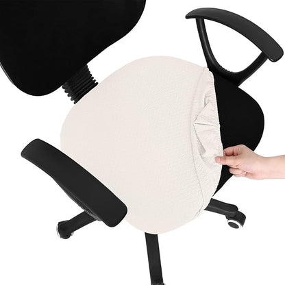 Smiry Stretch Jacquard Office Computer Chair Seat Covers, Removable Washable Anti-dust Desk Chair Seat Cushion Protectors - Ivory