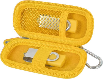 USB Flash Drive Case, SD Card Holder Compatible with Thumb Drive, Memory Cards, SDXC SDHC Storage Bag, Electronic Accessories Organizer for SanDisk for Samsung for Inland (Yellow)
