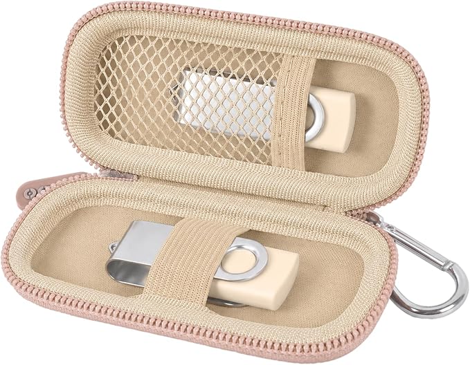 USB Flash Drive Case, SD Card Holder Compatible with Thumb Drive, Memory Cards, SDXC SDHC Storage Bag, Electronic Accessories Organizer for SanDisk for Samsung for Inland (Rose Gold)