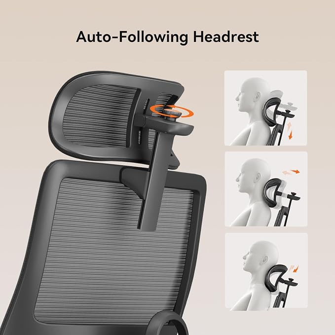 Newtral Mesh Ergonomic Office Chair, Auto Lumbar Support, 5D Headrest, 4D Armrest, Footrest, 136° Recline, Adjustable Seat, 330lbs Heavy Duty Desk Chair for Home Office Gaming