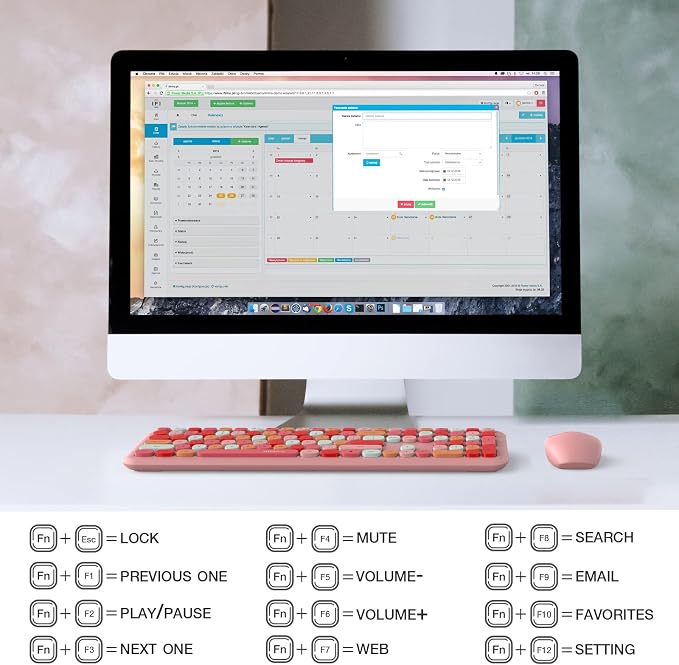 MOFII Wireless Keyboard and Mouse Combo Silent, Slim Compact 2.4G USB Full Size , Cute 110 Keys Keyboard for PC, Notebook, MacBook, Tablet, Laptop, Windows System