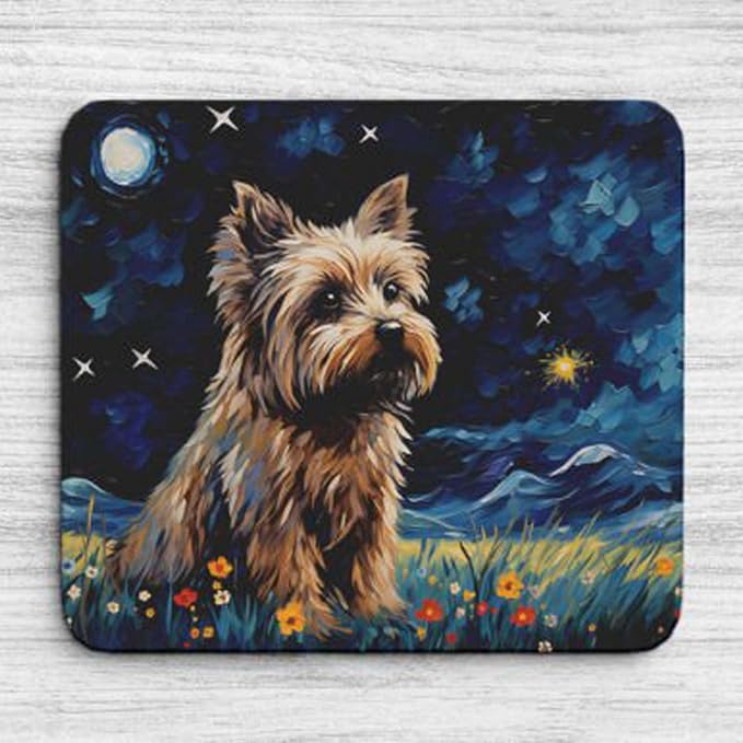 Starry Night Dog Mouse Pad for Home Office Gaming Working Desk Computer Desktop Accessories Non-Slip Rubber Mouse Pad for Dog Lovers (Yorkie)