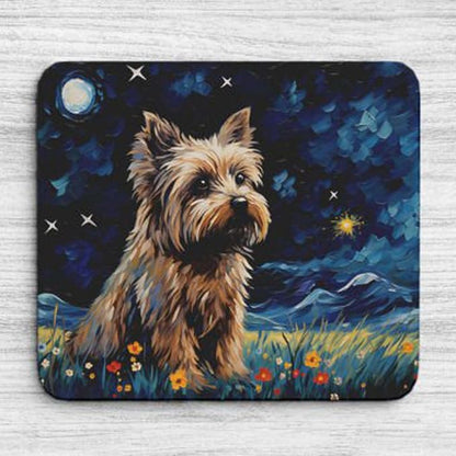 Starry Night Dog Mouse Pad for Home Office Gaming Working Desk Computer Desktop Accessories Non-Slip Rubber Mouse Pad for Dog Lovers (Yorkie)