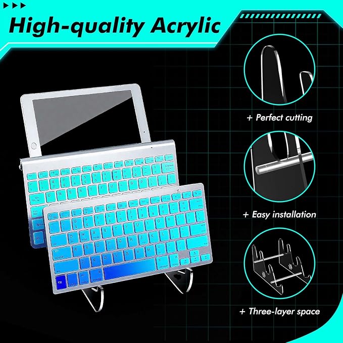 Acrylic Keyboard Display Stand Holder Mechanical Computer Stand Shelf for Desk Transparent Acrylic 3 Tier Keyboards Storage Holder Tray for Computer Tablet Picture Frame