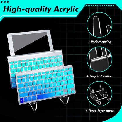 Acrylic Keyboard Display Stand Holder Mechanical Computer Stand Shelf for Desk Transparent Acrylic 3 Tier Keyboards Storage Holder Tray for Computer Tablet Picture Frame