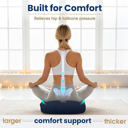 Seat Cushion,Thick Memory Foam Cushions for Office Chair, Car Seat, Airplane, Relieving Pressure Tailbone Sciatica Back Pain for Long Sitting Office Workers, Car Drivers Blue