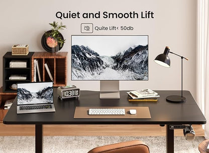 BANTI 48 × 24 Inches Standing Desk, Ergonomic, Electric Height Adjustable, Sit and Stand Up, Computer Office Desk with Splice Board, Black Frame/Black Top