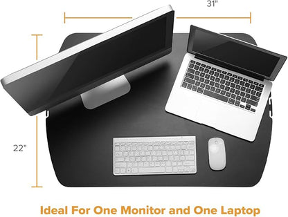 Bostitch Office Sit Stand Desk Converter, Height Adjustable Workstation Riser, Includes Wireless Charging Pad, Black (STND-3122BK)